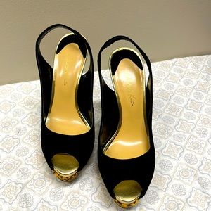 Suede leather platform stilettos